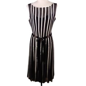 Sheer Black & Cream Dress W Black Underdress Size 10